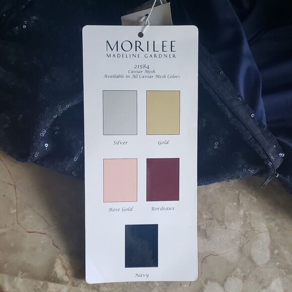 Morilee by Madeline Gardner Mesh Sequin V-Neck Gown - Picture 15 of 17